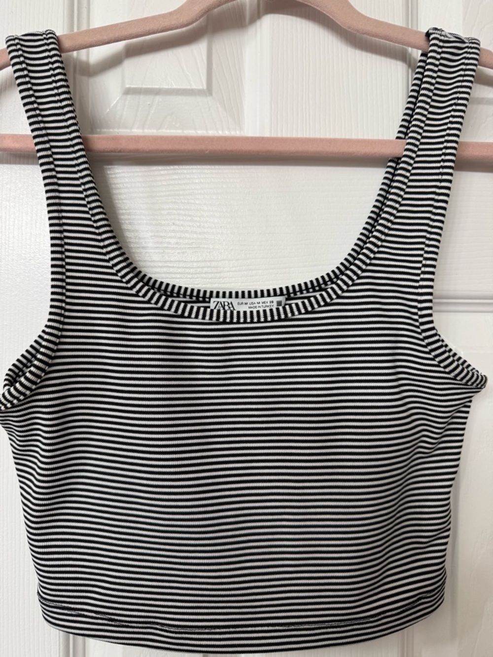 Zara Black and White Striped Cropped Tank